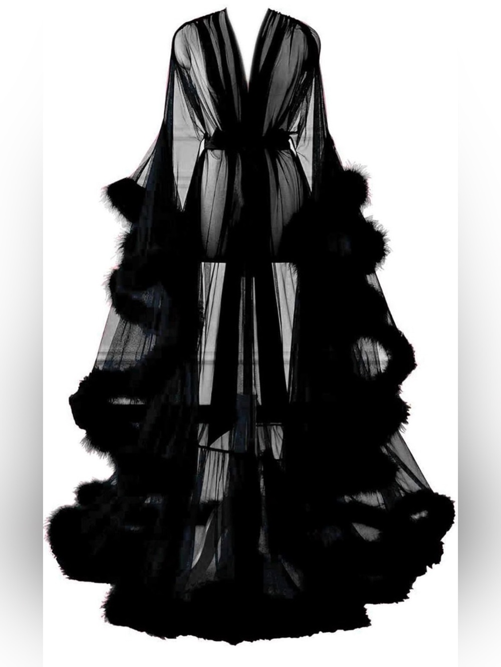 Sexy black feather robe